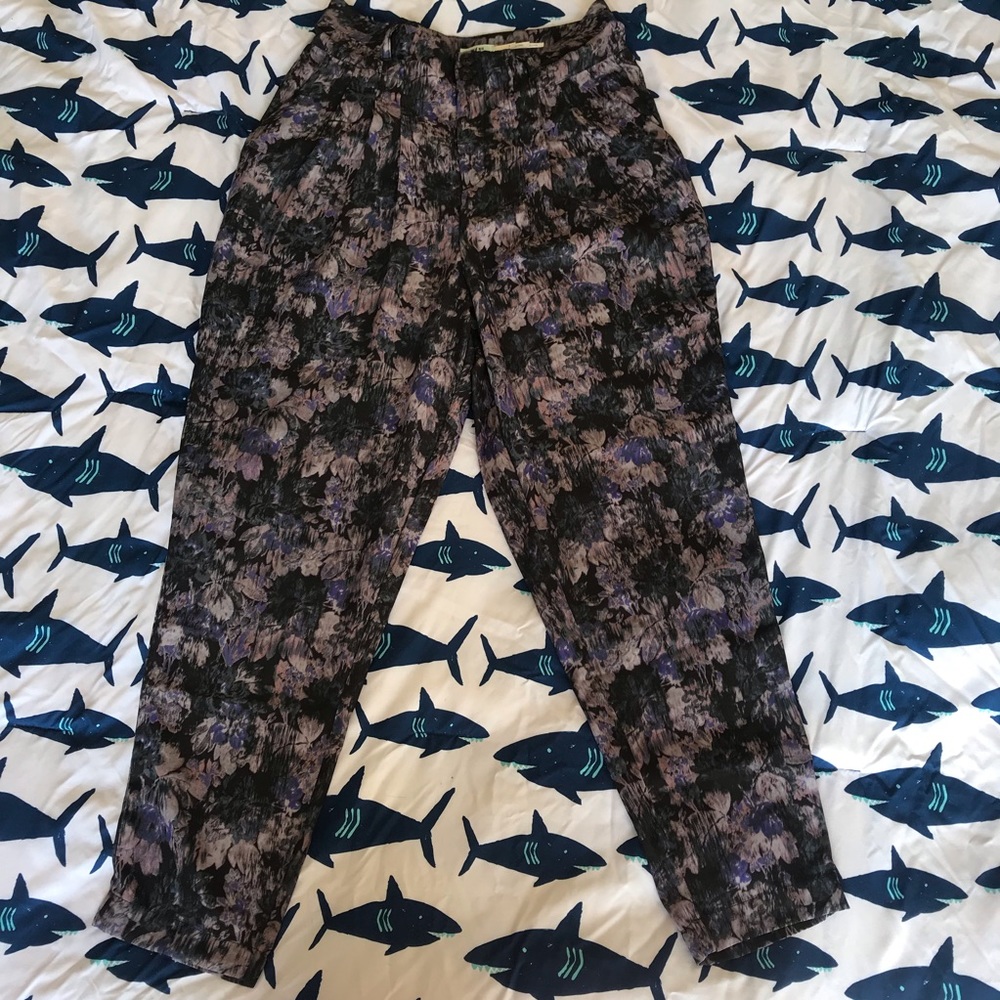 Purple floral trousers